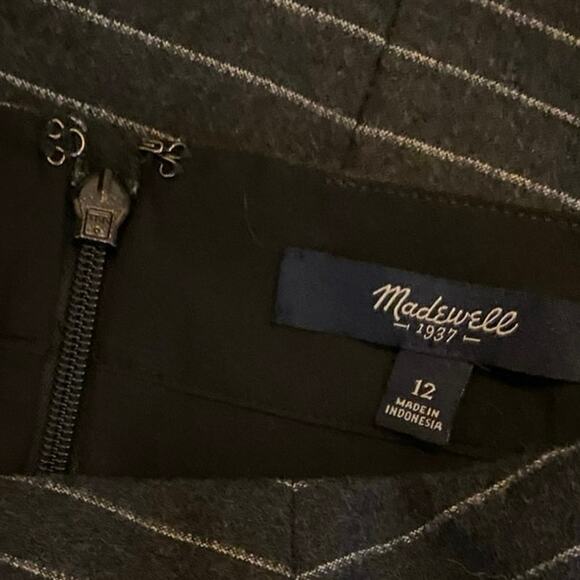 Madewell Asymmetric Wrap Dark Charcoal Gray Front Wool Lined Pencil Skirt - 12 - Picture 6 of 9